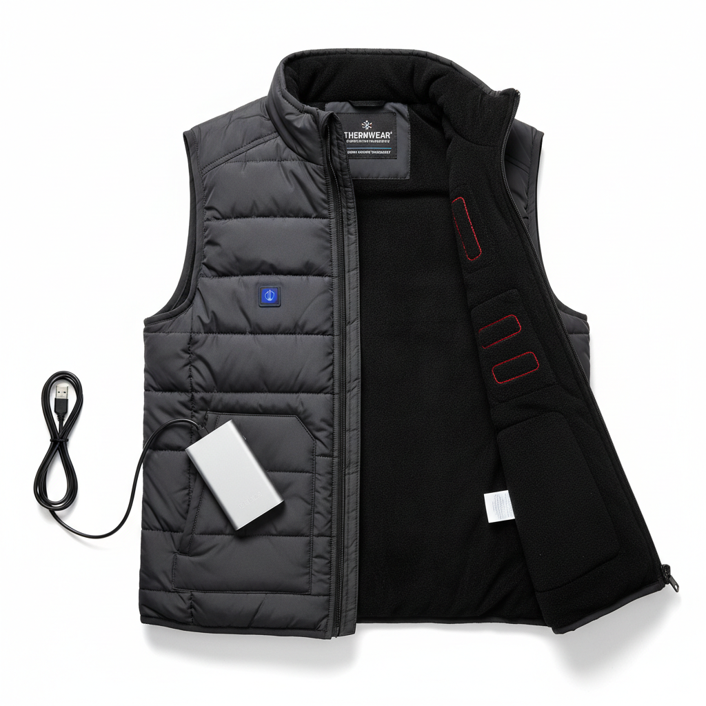 🔥 Gilet Chauffant Électrique USB - 3 Zones Chaleur Réglable